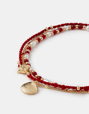 3-Pack Shell Beaded Anklets, , large