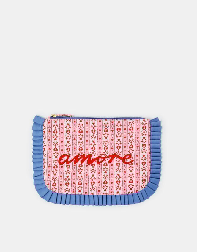 Heart Print Frill Edge Pouch, , large