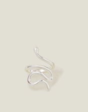 Sterling Silver-Plated Adjustable Snake Ring, , large