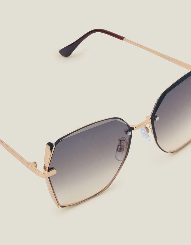 Metal Bevelled Edge Sunglasses, , large