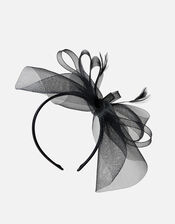 Mia Oversized Bow Fascinator, Black (BLACK), large