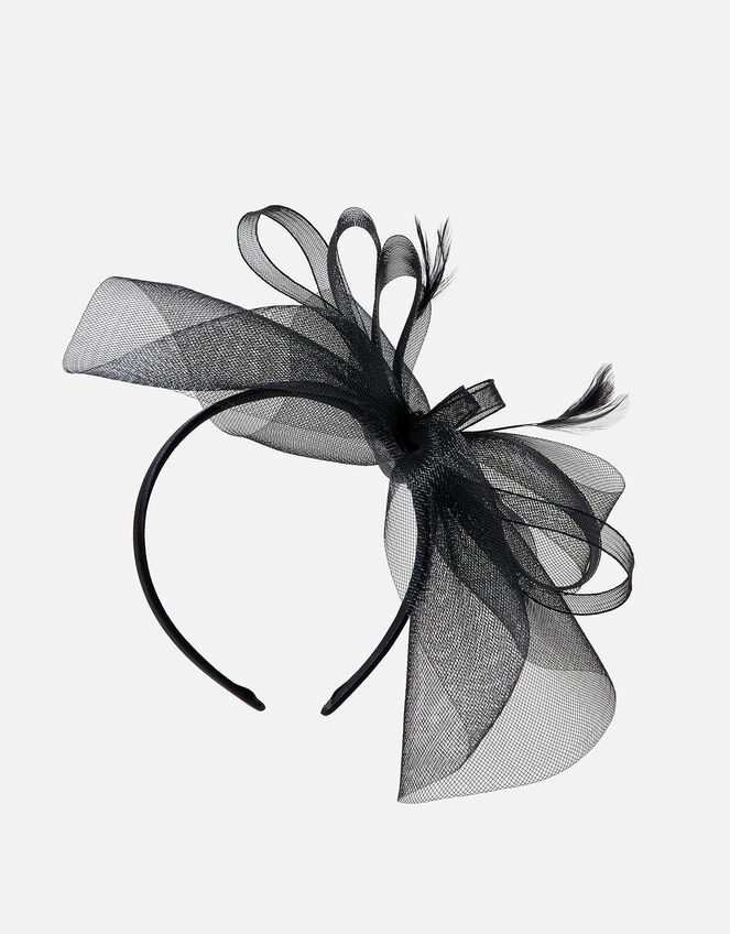 Mia Oversized Bow Fascinator, Black (BLACK), large