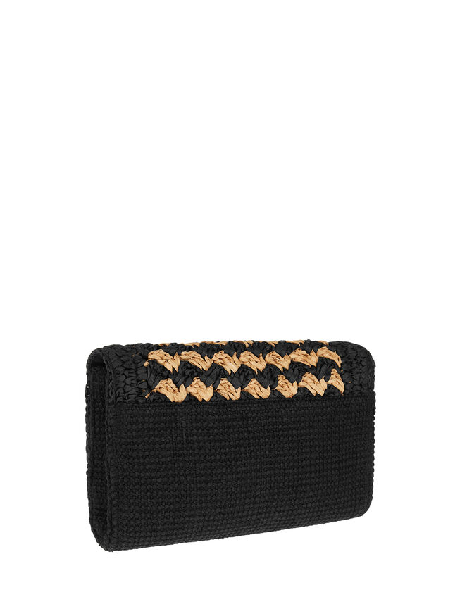 Raffia Flap Cross-Body Bag, , large