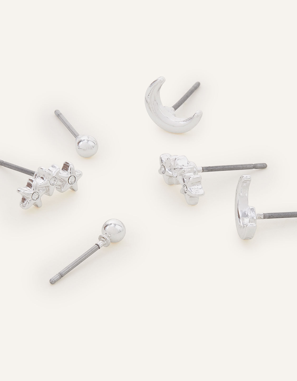 accessorize Star Moon Stud Set of Three