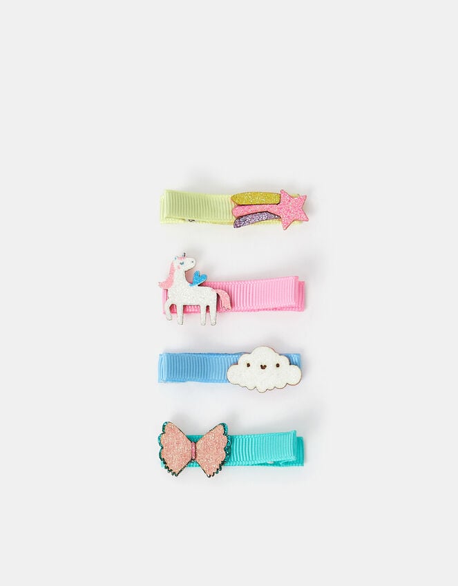4-Pack Girls Unicorn Salon Hair Clips, , large