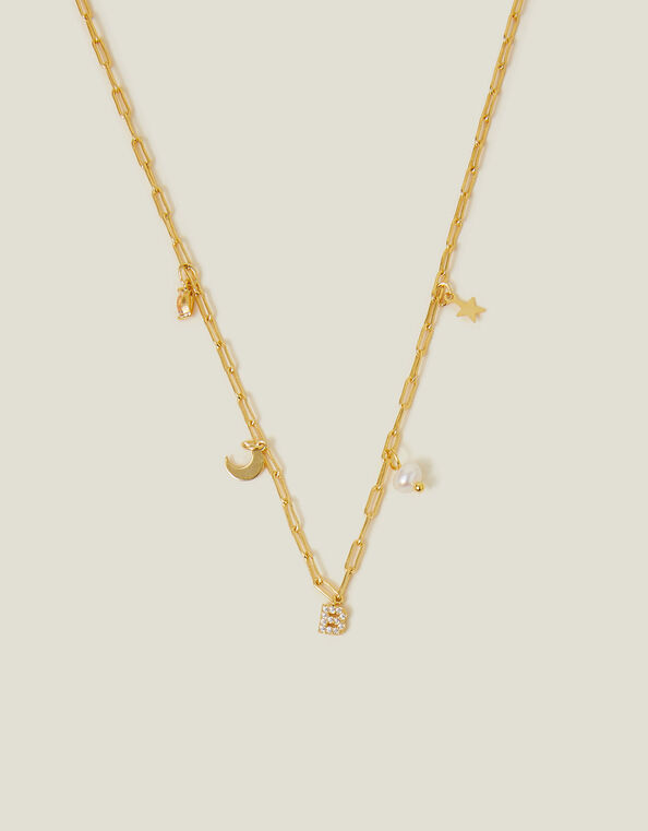 14ct Gold-Plated Initial Charm Necklace, Gold (GOLD), large