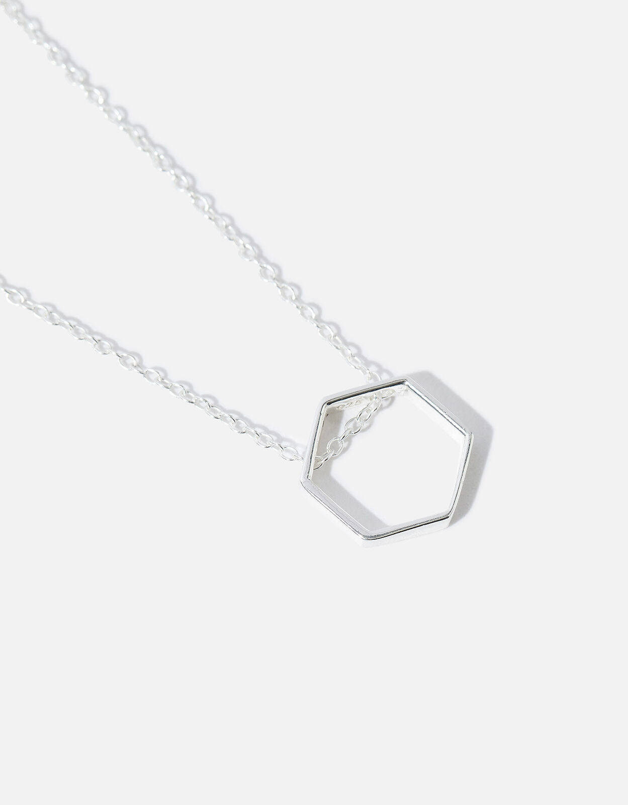 Sterling silver hexagon necklace online
