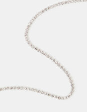 Sterling Silver-Plated Diamant&eacute; Tennis Necklace, , large