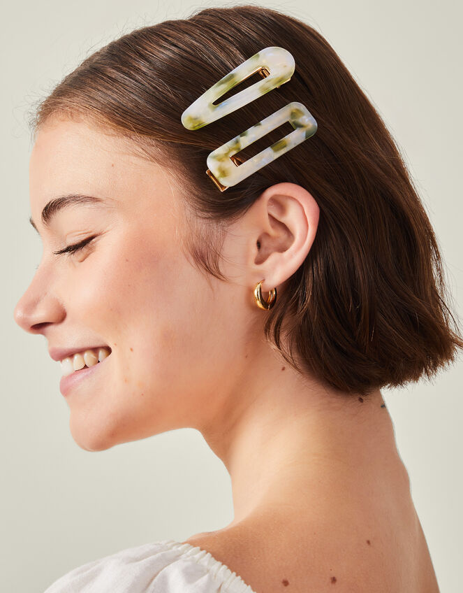 2-Pack Mix Marble Resin Salon Hair Clips, , large