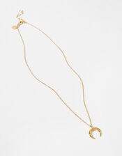 Gold-Plated Crescent Pendant Necklace, , large