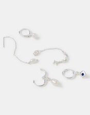 5-Pack Sterling Silver-Plated Freshwater Pearl Stud & Hoop Earrings, , large