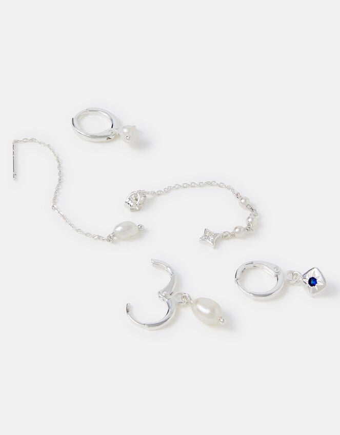 5-Pack Sterling Silver-Plated Freshwater Pearl Stud & Hoop Earrings, , large