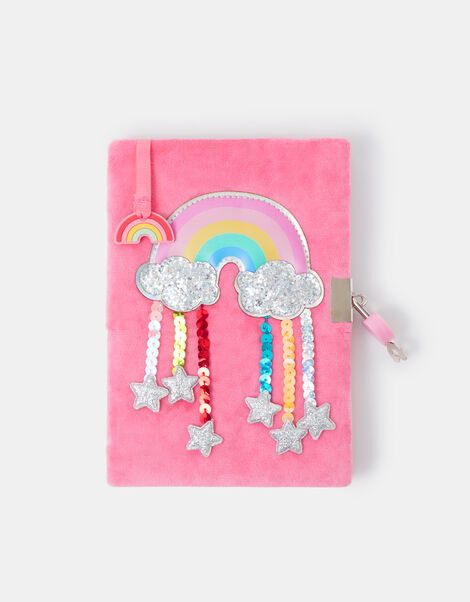 Girls Lockable Rainbow Velvet Journal, , large