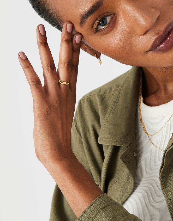 Gold-Plated Pearl Star Band Ring, Gold (GOLD), large