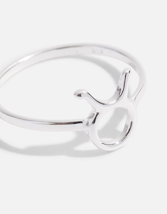 Sterling Silver Zodiac Taurus Ring , Silver (ST SILVER), large