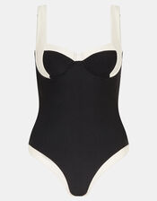 Mono Underwire Shaping Swimsuit, Black (BLACK WHITE), large