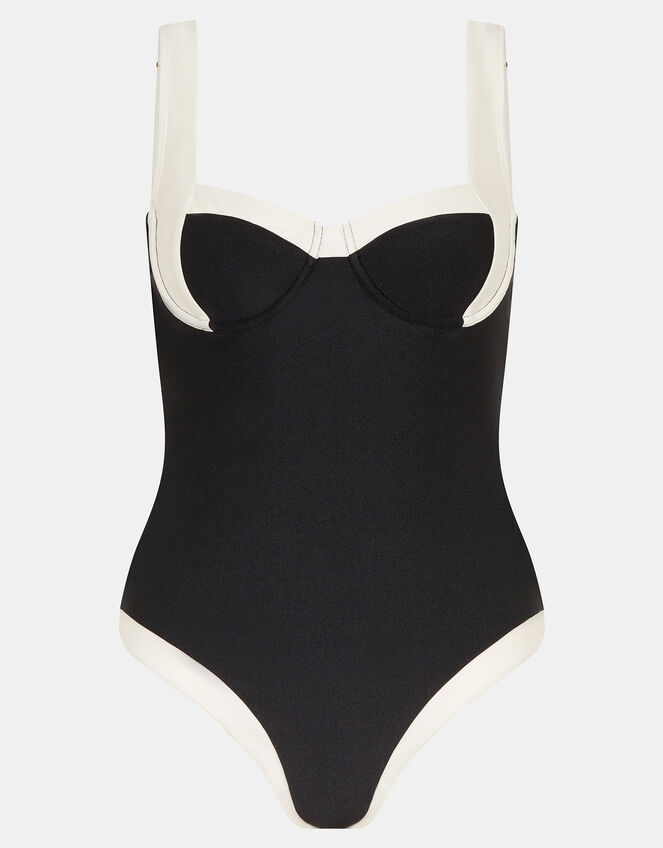 Mono Underwire Shaping Swimsuit, Black (BLACK WHITE), large