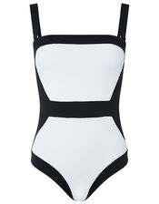 Illusion Textured Shaping Swimsuit, Black (BLACK), large