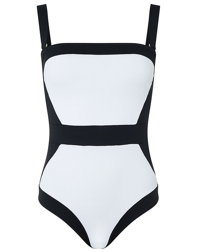 Illusion Textured Shaping Swimsuit, Black (BLACK), large