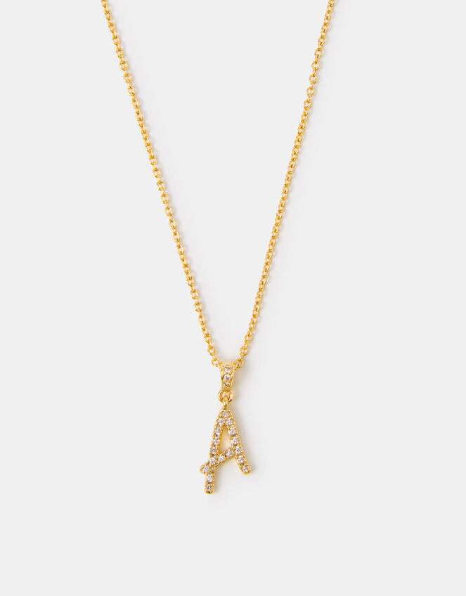 14ct Gold-Plated Script Initial Pendant Necklace, Gold (GOLD), large