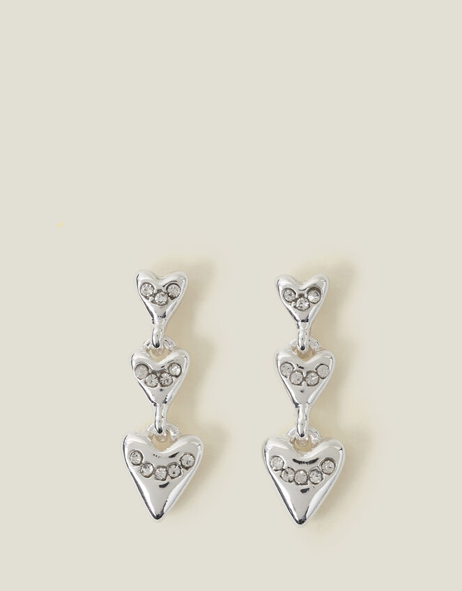Triple Heart Drop Earrings, , large