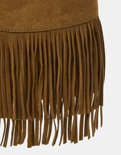 Fringe Suede Crossbody Bag, Tan (TAN), large