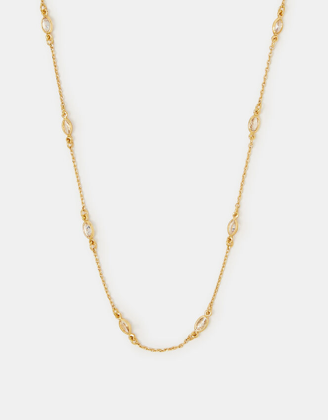 14ct Gold-Plated Cubic Zirconia Collar Necklace, , large