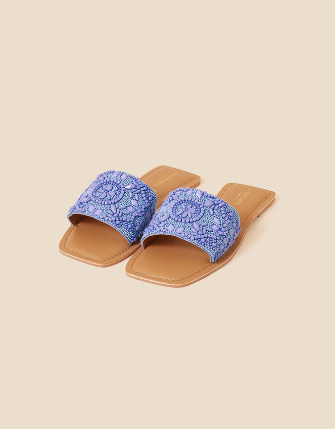 Embellished Beaded Sliders, Blue (BLUE), large