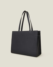 Metal Twist Lock Tote Bag, Black (BLACK), large