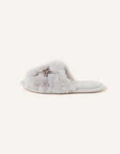 Faux Fur Planet Mule Slippers, Grey (GREY), large