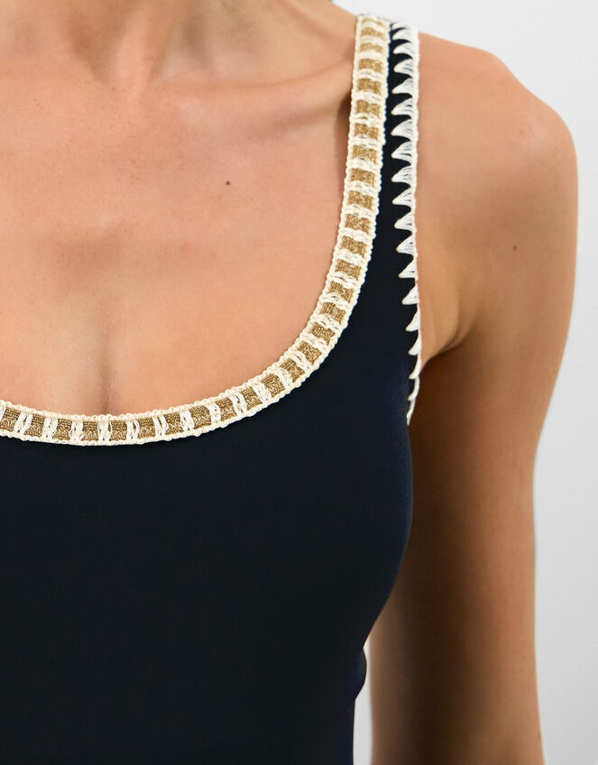 Glitter Detail Swimsuit, Black (BLACK), large