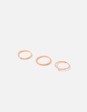 Rose Gold-Plated Pave Stacking Ring Set, Gold (ROSE GOLD), large