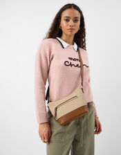 Two Tone Canvas Crossbody Bag, , large