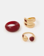 3-Pack Chunky Resin Rings, Gold (GOLD), large