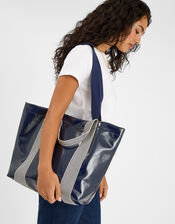 Double Strap Patent Shopper Bag, , large