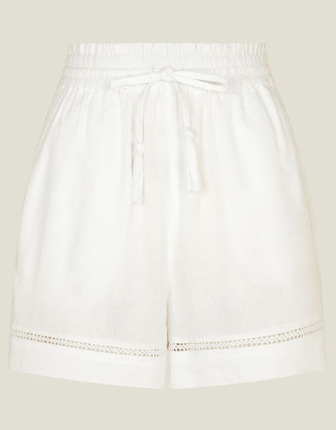 High Waist Beach Shorts, White (WHITE), large