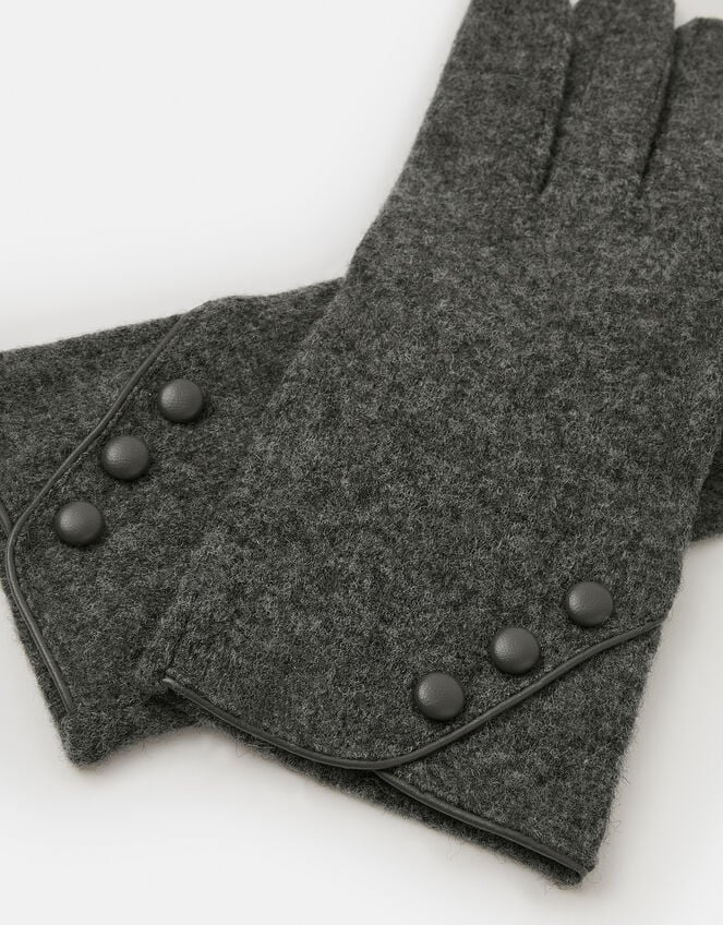Plain Wool Gloves, Grey (GREY), large