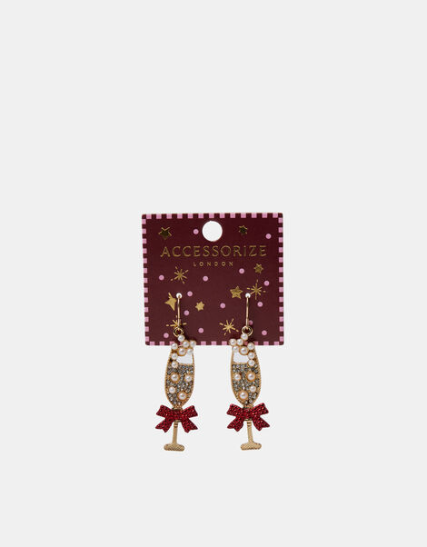 Christmas Prosecco Drop Earrings, , large