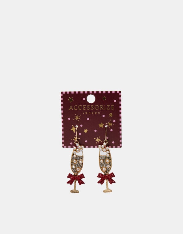 Christmas Prosecco Drop Earrings, , large