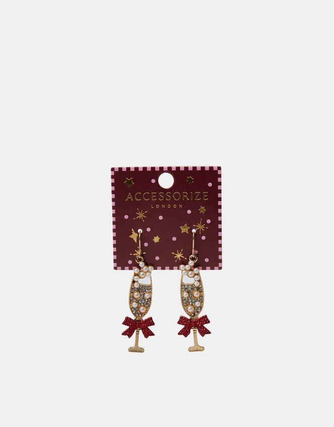 Christmas Prosecco Drop Earrings, , large