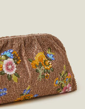 Hand-Beaded Floral Clutch Bag, , large