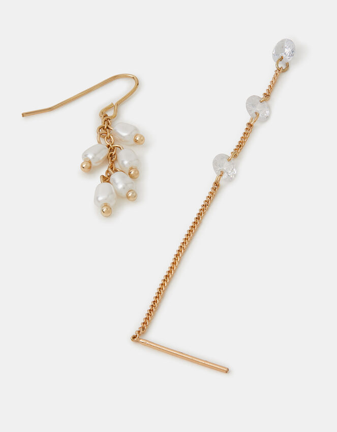 2-Pack Pearl Diamanté Drop Earrings, , large