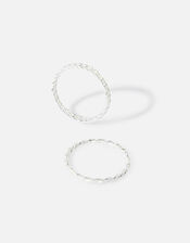Sterling Silver Chain Stacking Rings Set of Two, Silver (ST SILVER), large