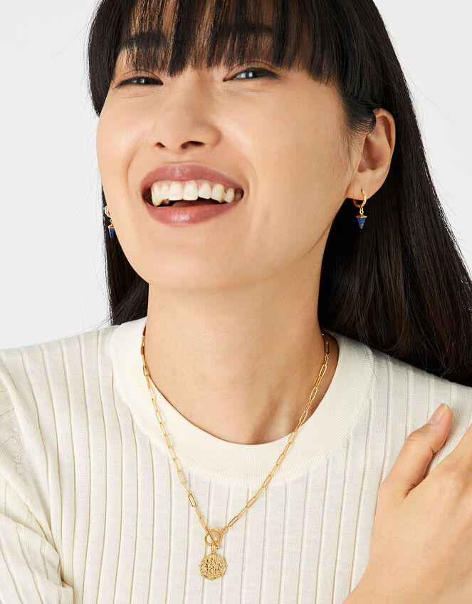 Gold-Plated Coin and T-Bar Necklace, , large