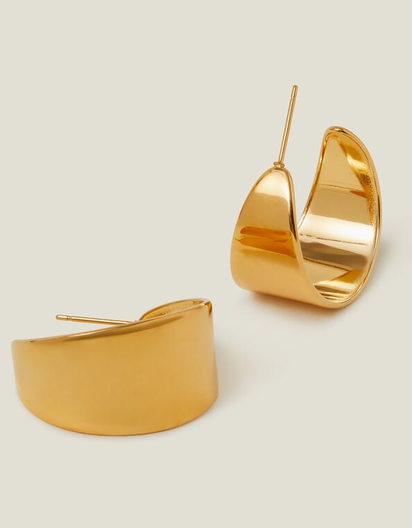 14ct Gold-Plated Stainless Steel Chunky Hoop Earrings, , large