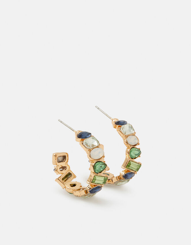 Jewel Encrusted Hoop Earrings, , large
