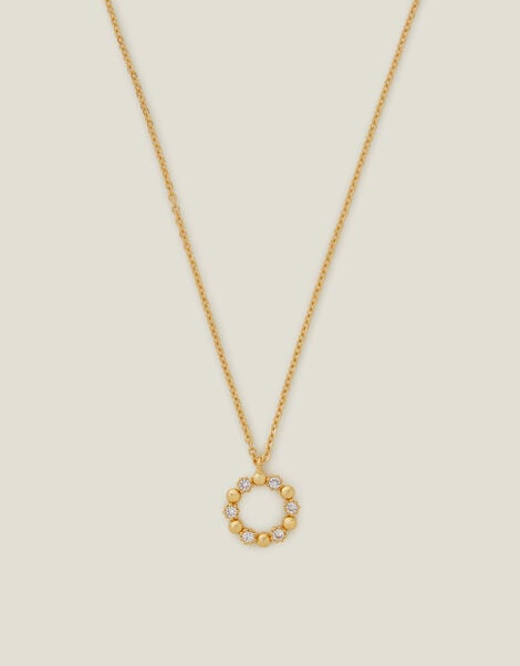 14ct Gold-Plated Flower Circle Pendant Necklace, , large