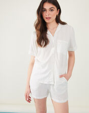 Schiffli Button-Through Short Pyjama Set, Ivory (IVORY), large