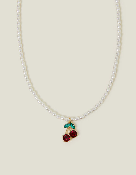 Pearl Cherry Gem Necklace, , large