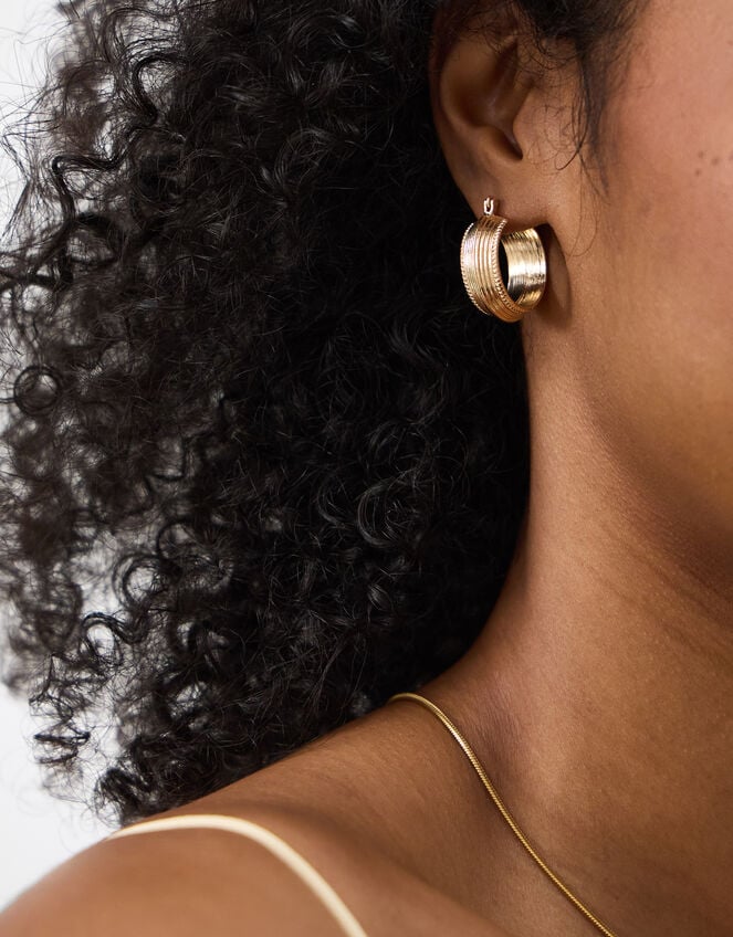 Mini Ridge Hoop Earrings, , large
